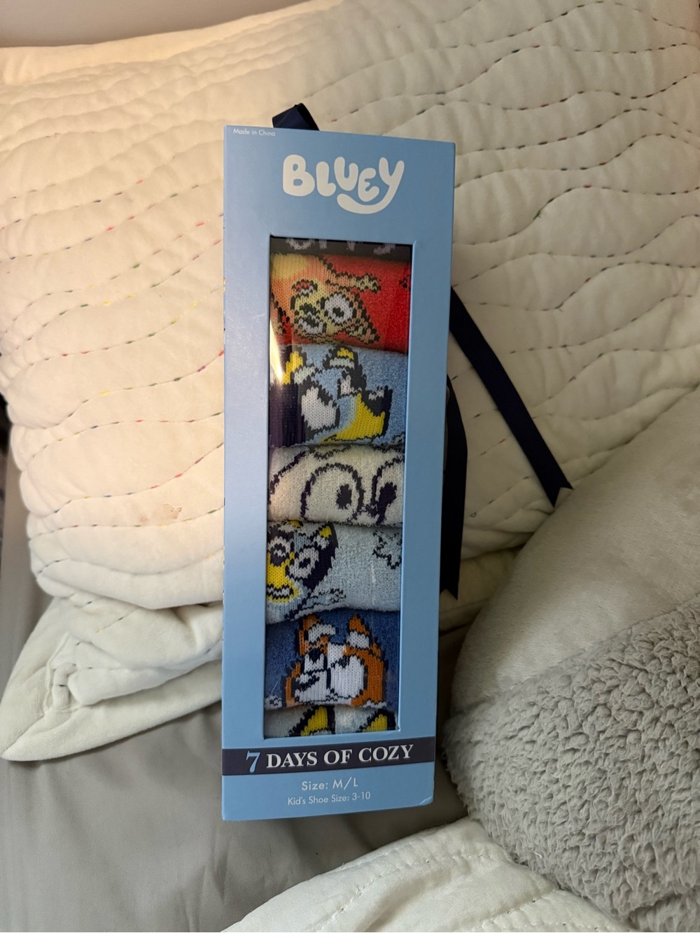 Bluey 7 Days of Cozy Socks - Blue Multi (M/L)